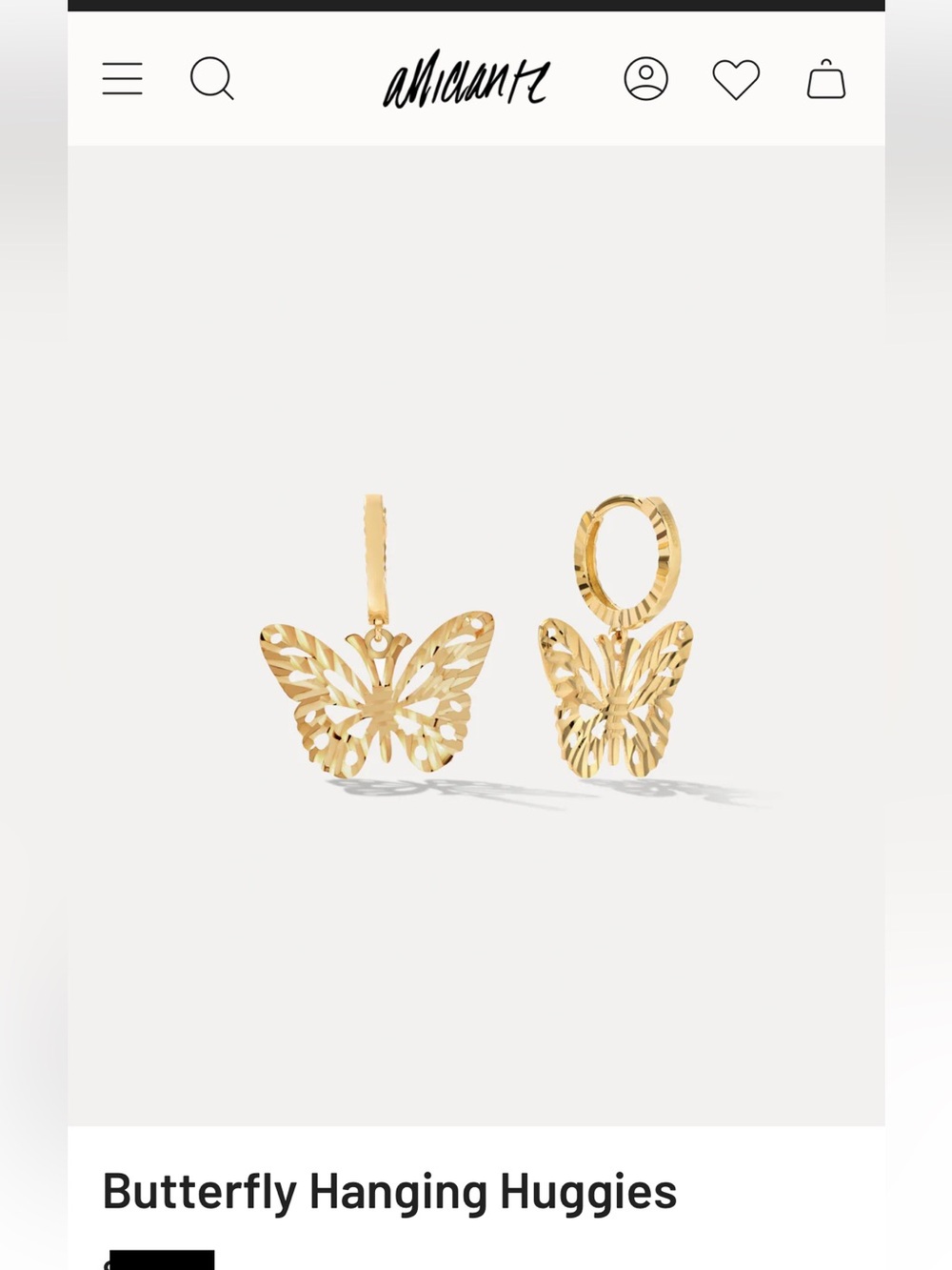 14k Gold Butterfly Huggie Earrings